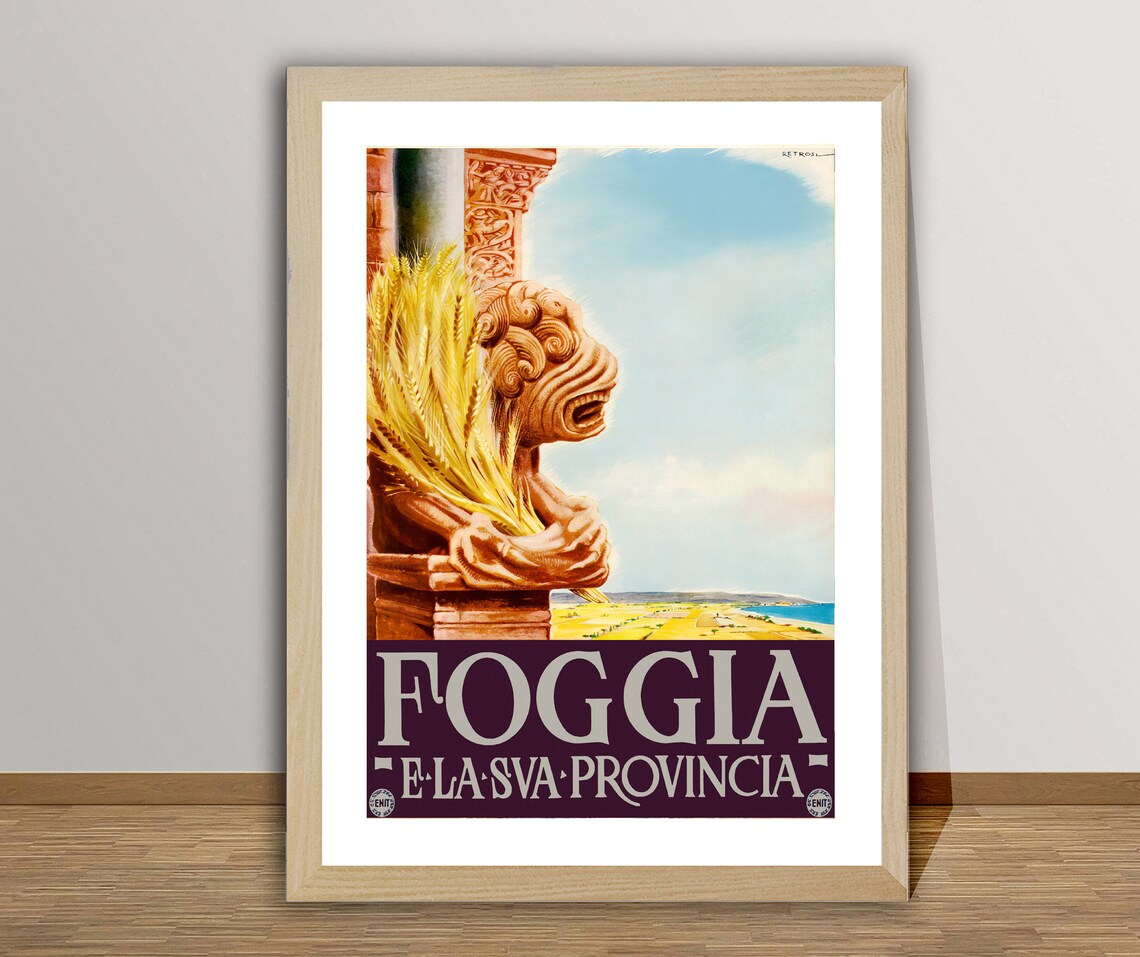 Foggia Italy Vintage Travel Poster, Wall Art Print