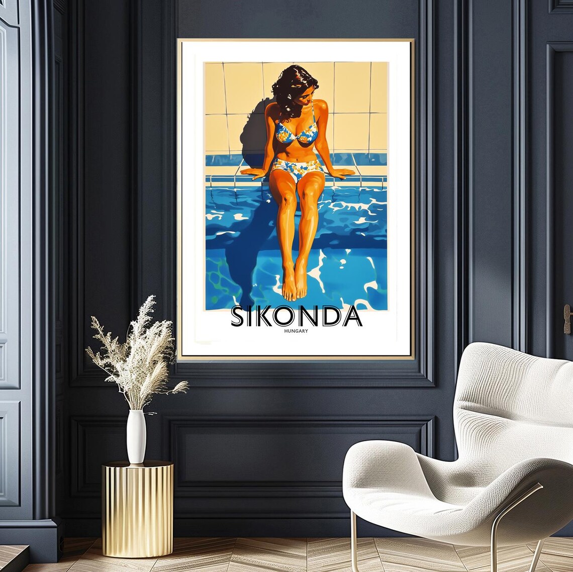 Sikonda Hungary Poolside Bikini Woman Retro Spa Vintage Travel Poster - Image 3