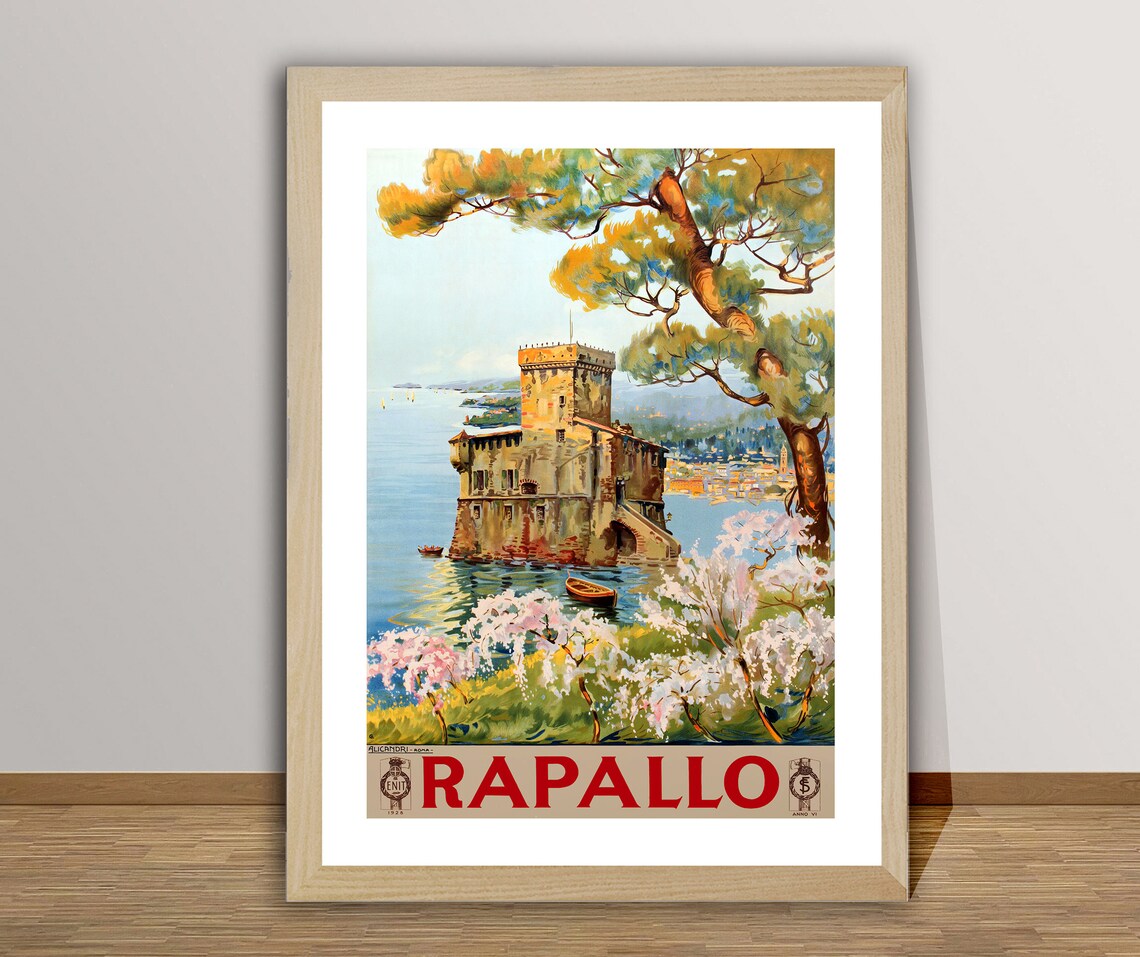 Rapallo Italy Vintage Travel Poster, Italian Riviera