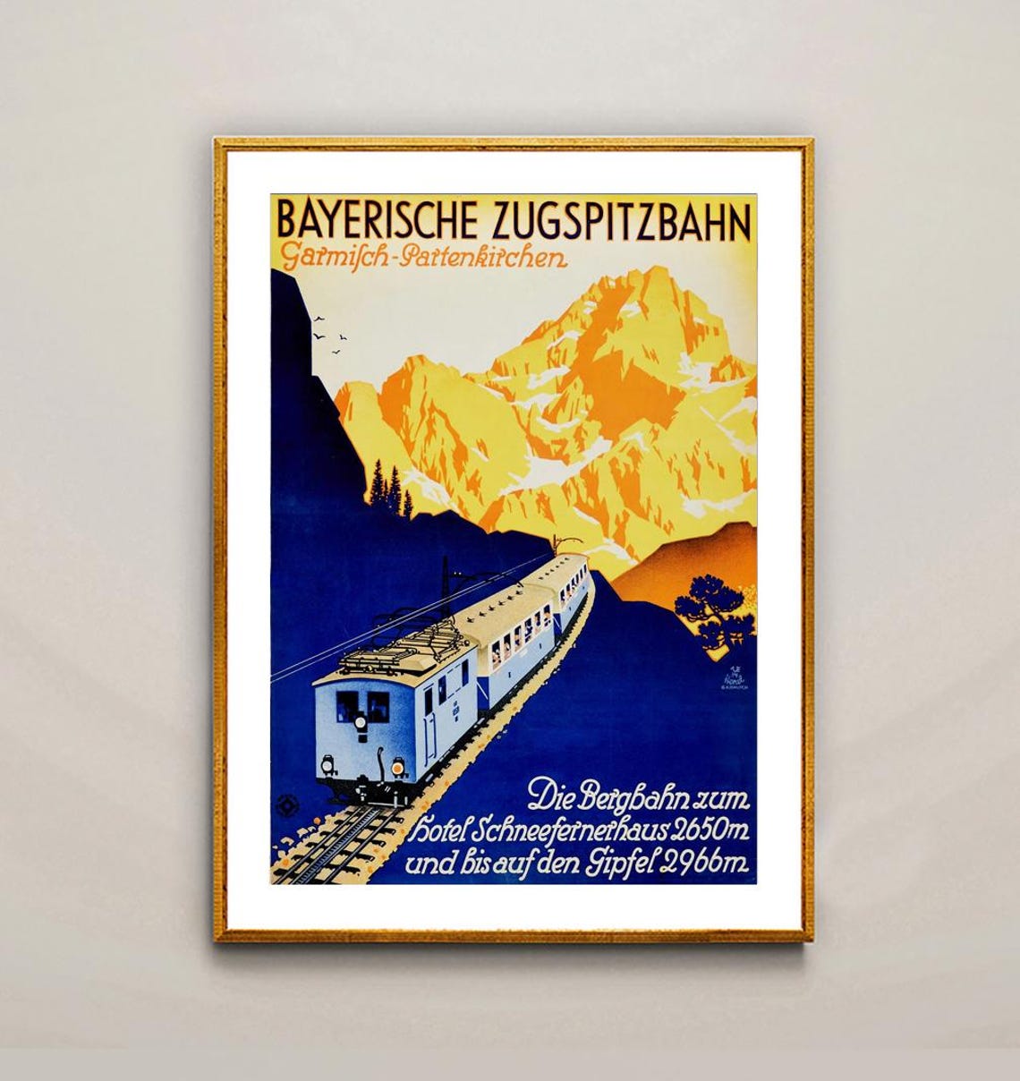 Bayerische Zugspitzbahn Garmisch Bavarian Mountain Railway Poster - Image 2
