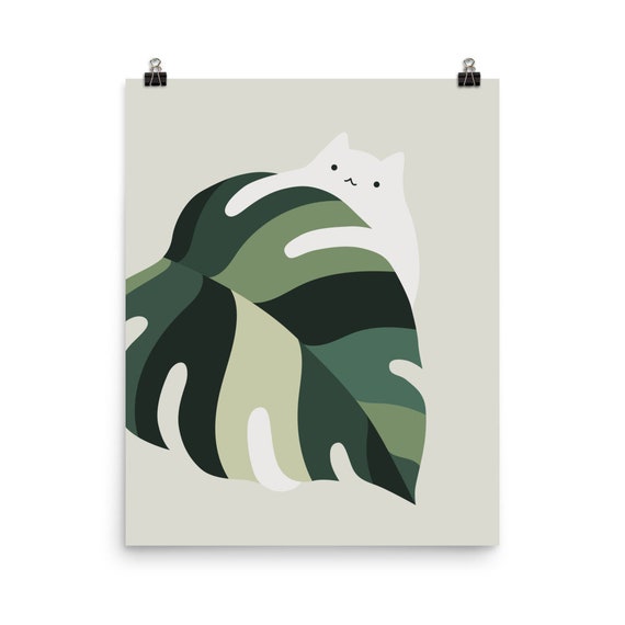 Cat And Plant 12B Art Print