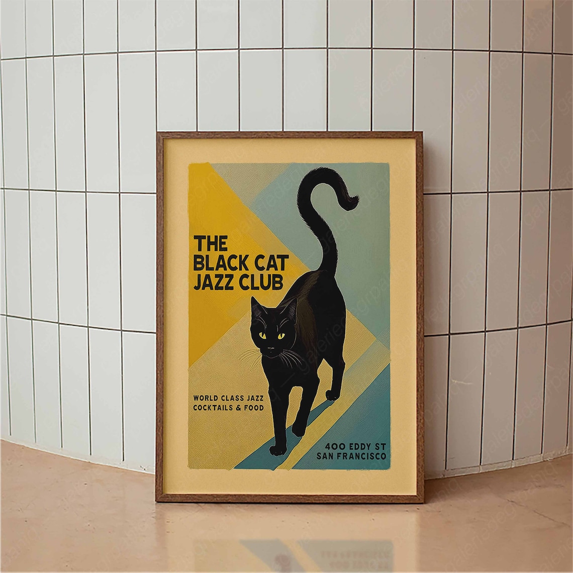 The Black Cat Jazz Club San Francisco Retro Cat Music Bar Poster