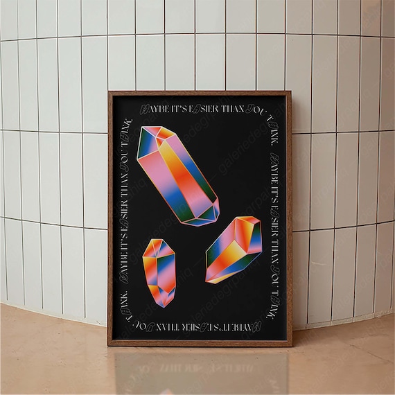Maybe Its Easier Than You Think Rainbow Crystal Affirmation Poster