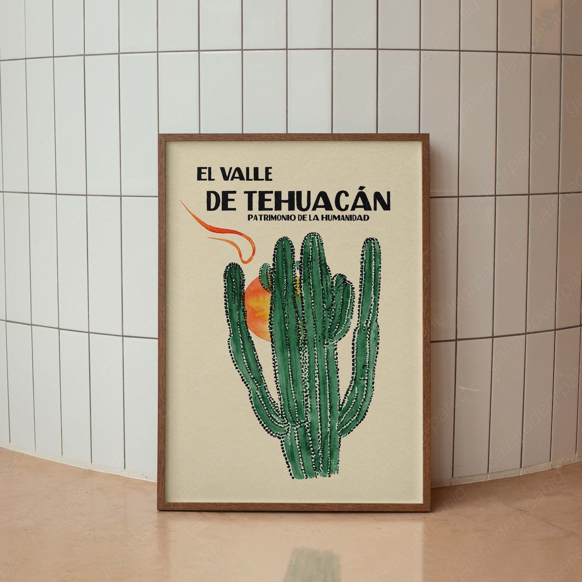 Vintage Mexico Valle De Tehuacan Cactus Poster