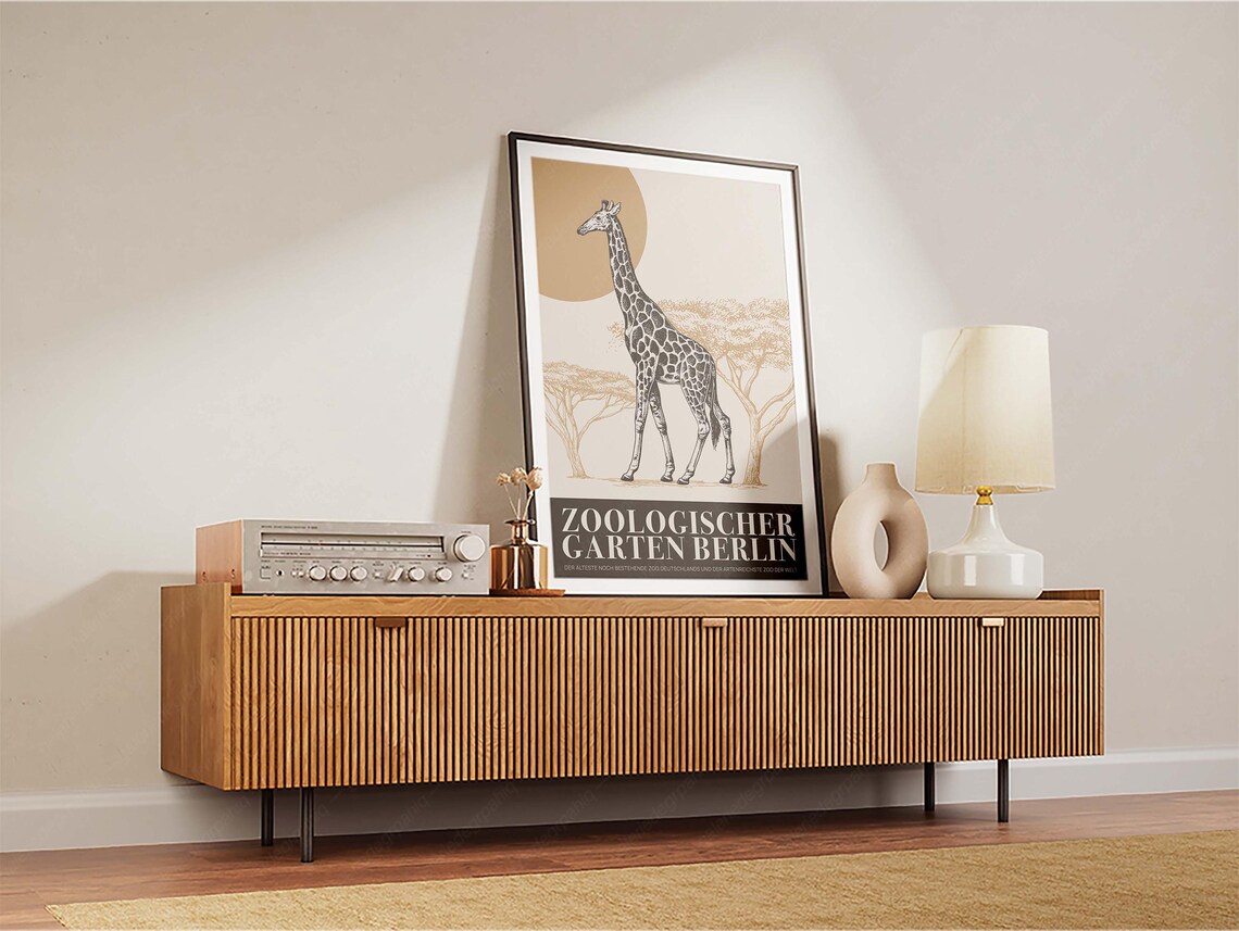 Berlin Zoo Giraffe Poster, Mid-Century Modern Print - Image 2