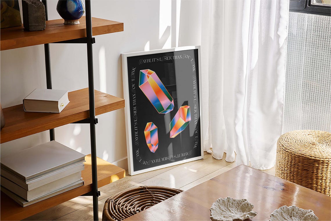 Maybe Its Easier Than You Think Rainbow Crystal Affirmation Poster - Image 4