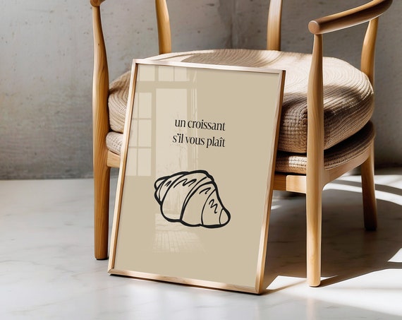 Croissant Print Aesthetic Kitchen Decor Trendy Wall Art Fun Apartment Print French Print French Cafe Print Wall Art