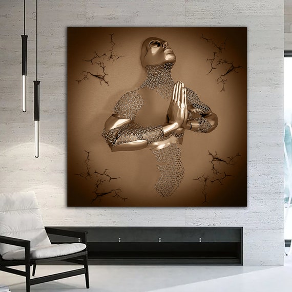 Meditation Glitter Embroidered 3D Looking Art Print