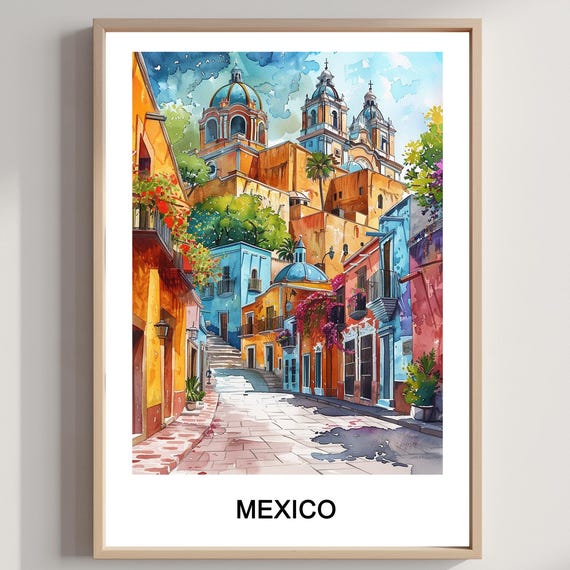 Mexico Watercolor Art Print Travel Poster