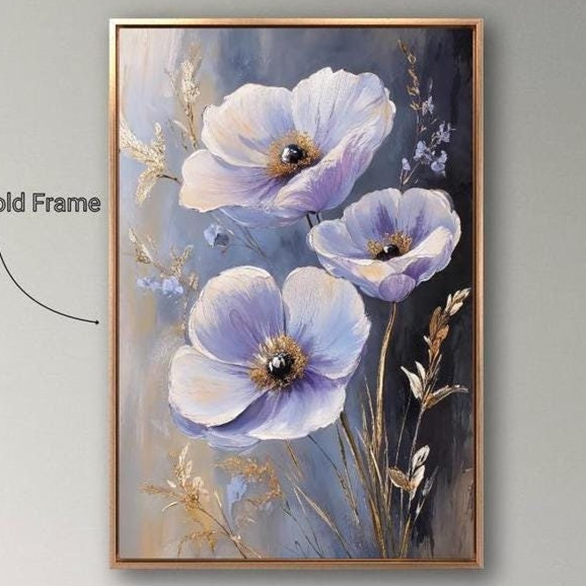 Purple And White Wildflowers Vertical Floral Painting Wall Poster