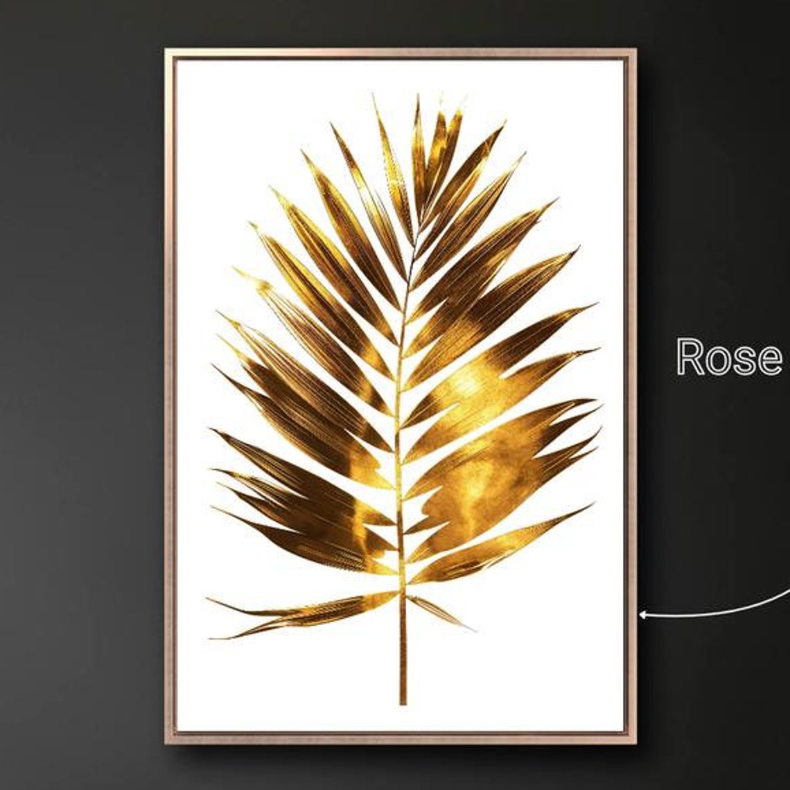Luxurious Tropical Leaf Framed Wall Art Golden Botanical Illustration Print Elegant Foliage Wall Decor Vertical Poster Ready To Hang