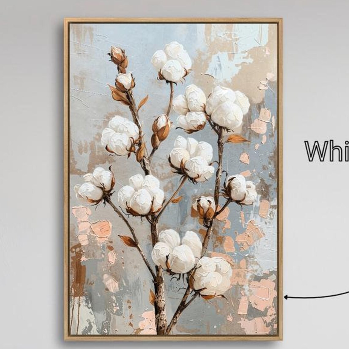 Cotton Bolls Farmhouse Floral Painting Serene Botanical Wall Art Print
