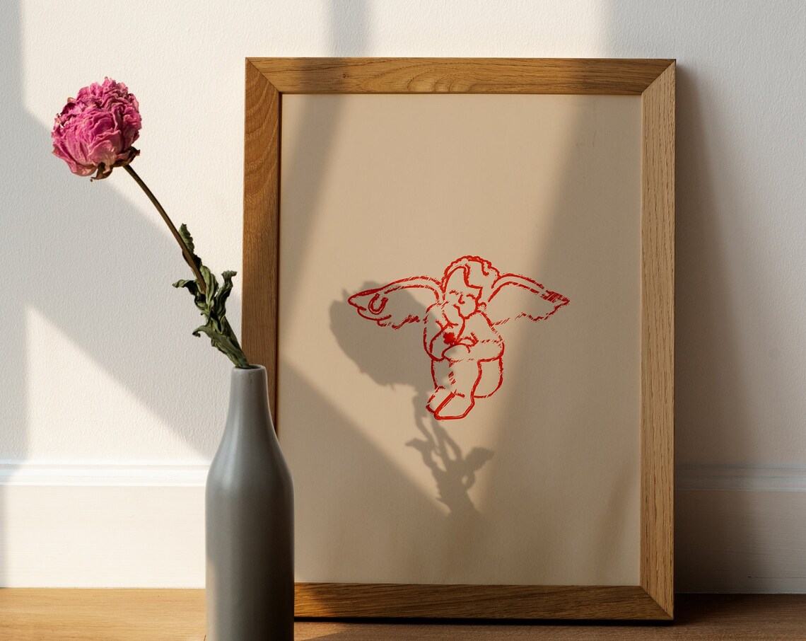 Angels and Angel Numbers Lucky Clover Cherub Art Print
