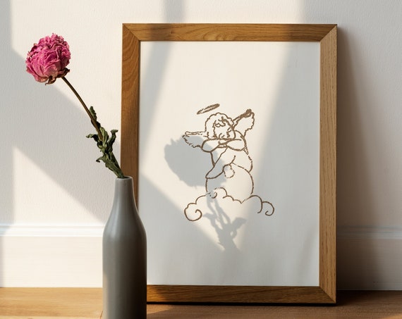Angels And Angel Numbers Wall Art All Around Sitting On A Cloud Cherub For