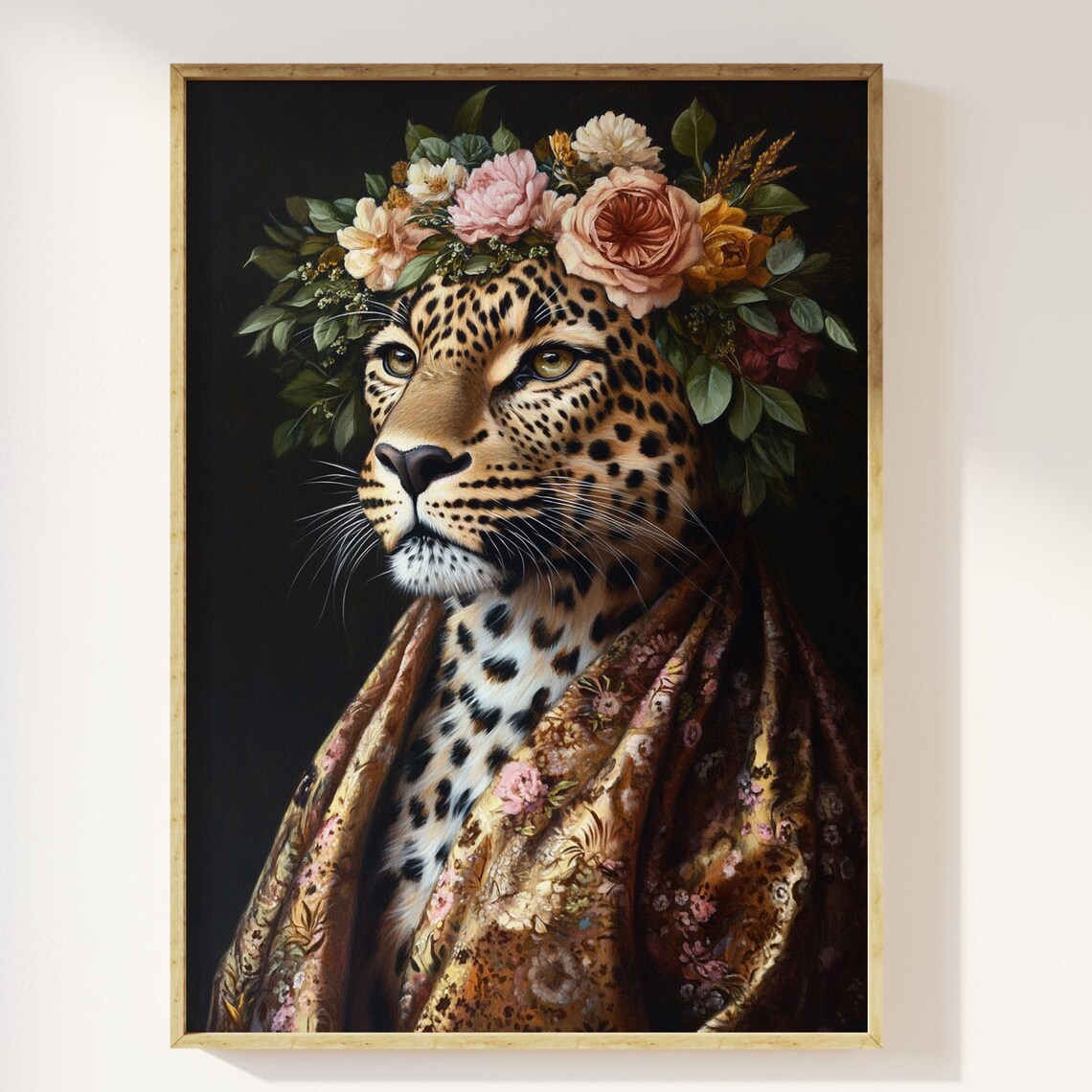 Leopard Portrait, Maximalist Eclectic Animal Art Print