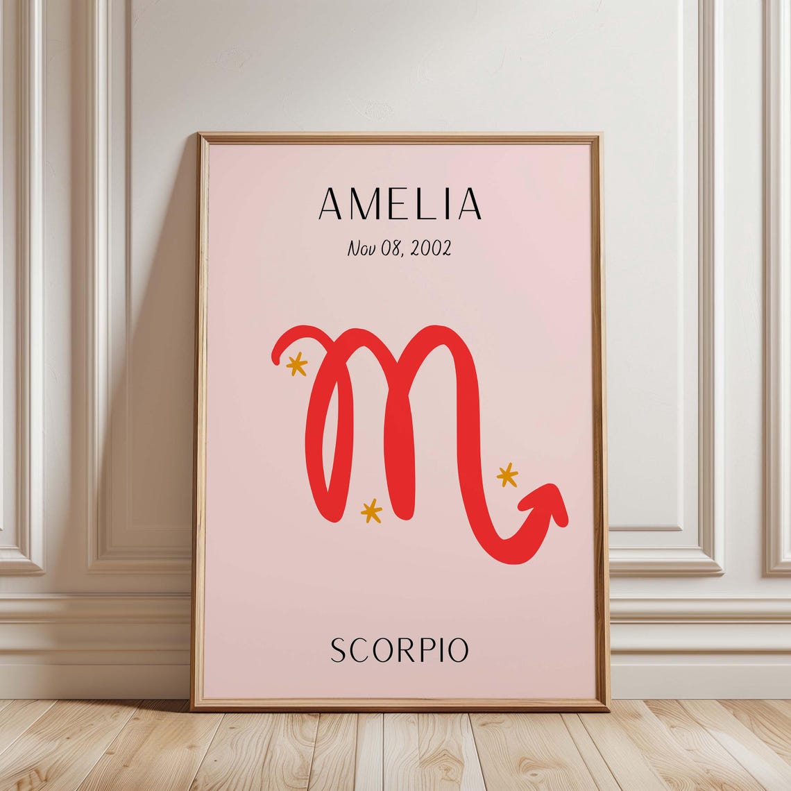 Personalized Pink Scorpio Zodiac Symbol Astrology Celestial Poster