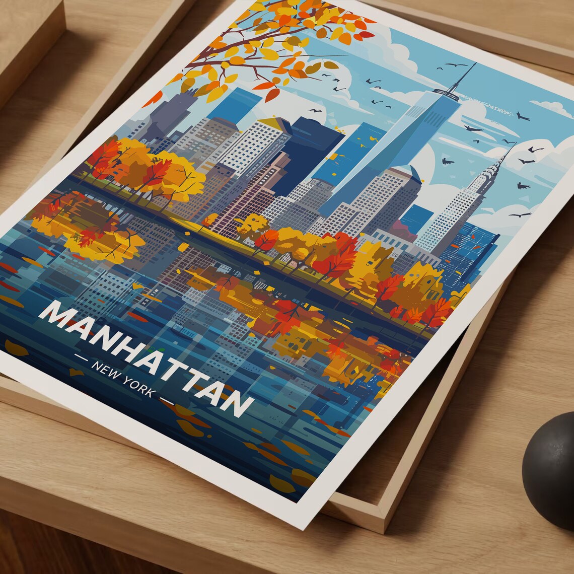 New York City Skyline Poster, Manhattan Travel Art - Image 3