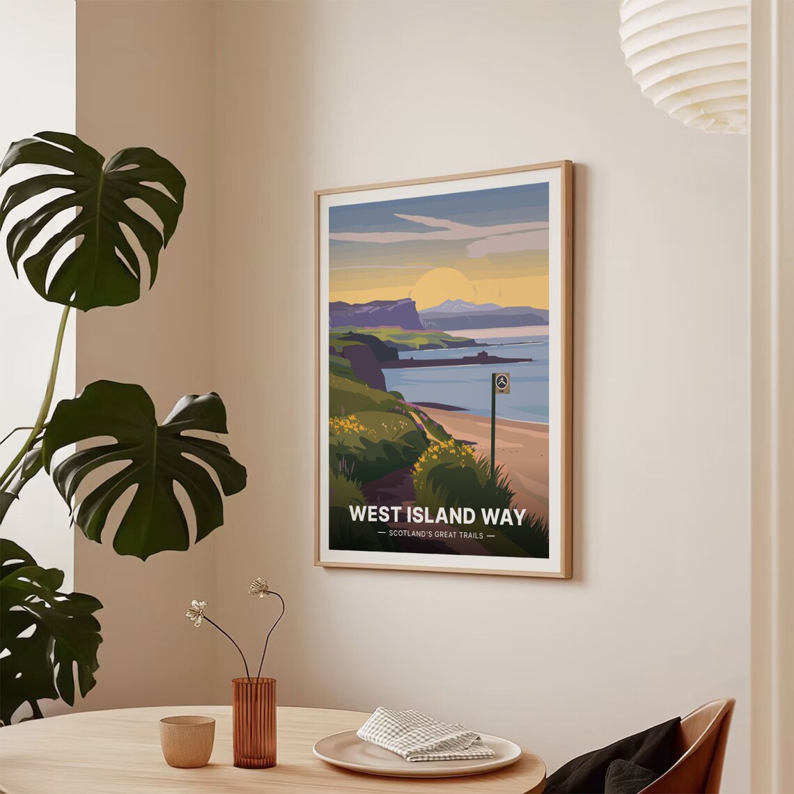 West Island Way Scotland Coastal Trail Sunset Vintage Travel Poster - Image 2