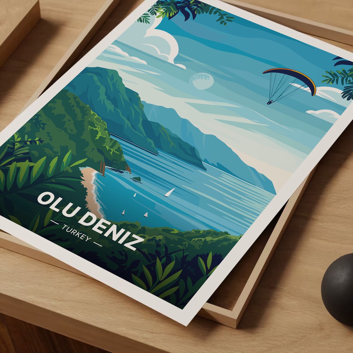 Olu Deniz Turkey Paragliding Over Turquoise Bay Travel Poster - Image 3