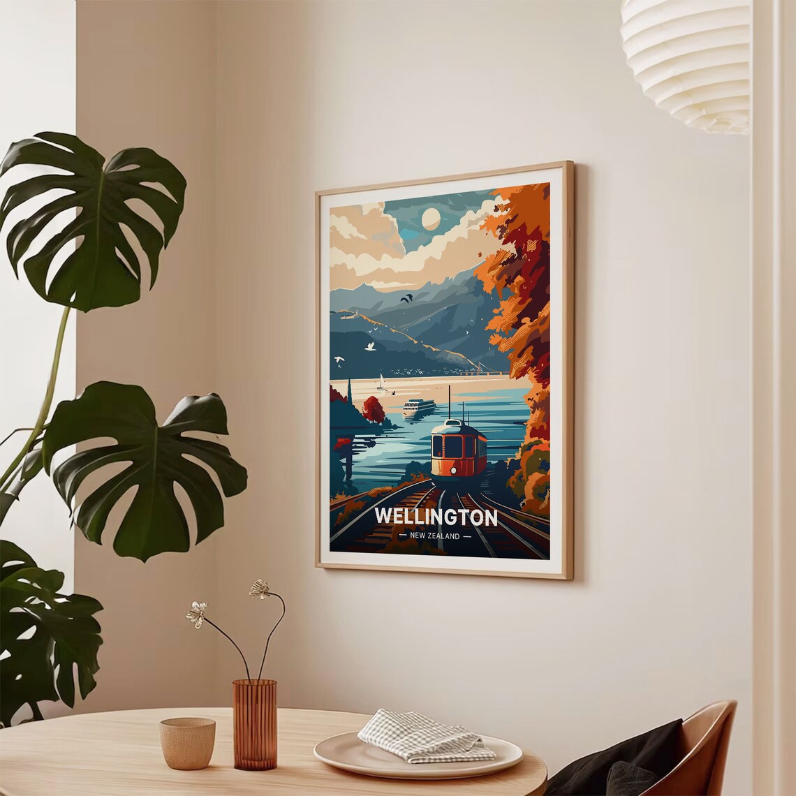 Wellington Evening Skyline, New Zealand Travel Poster - Image 2