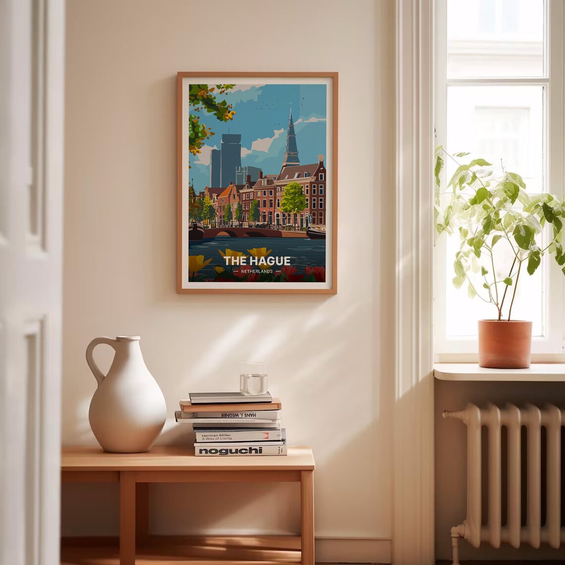 The Hague Netherlands Canal Tulips Historic Town View Poster - Image 4