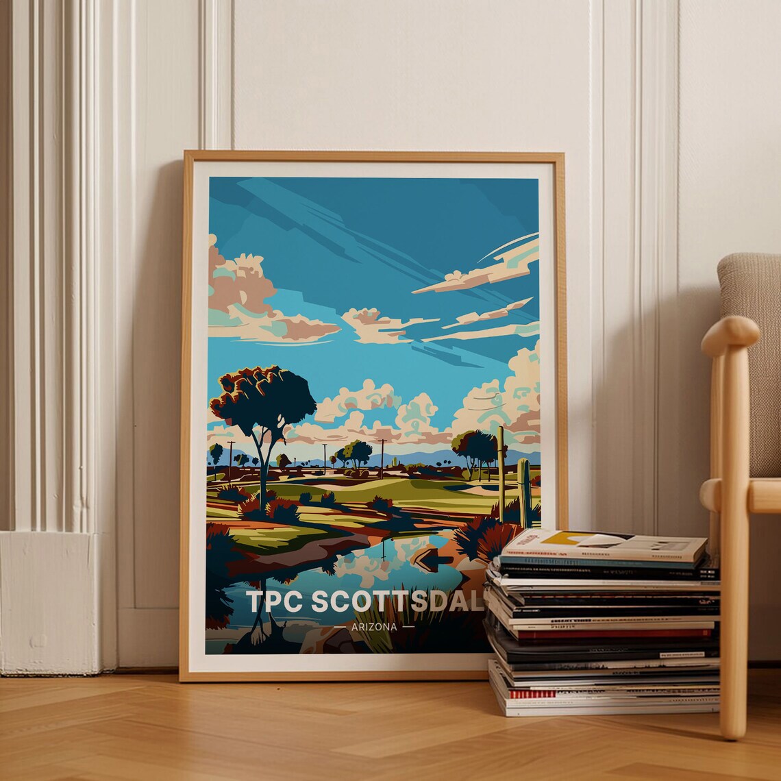 TPC Scottsdale Arizona Golf Course Desert Water Hazard Travel Poster