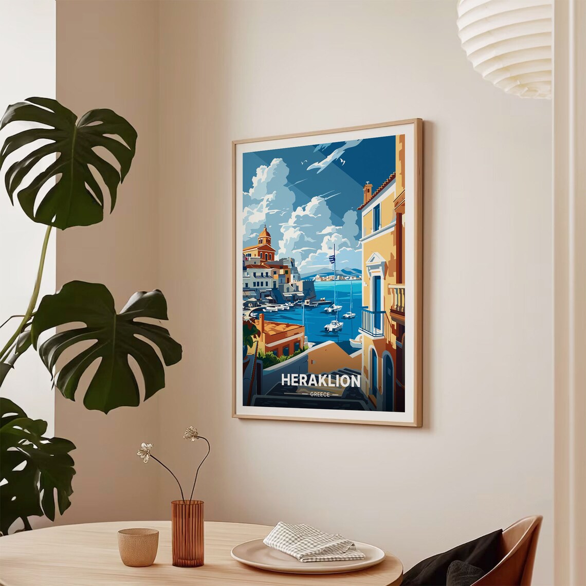Heraklion Greece Waterfront Fortress Sailboats Harbor Poster - Image 2