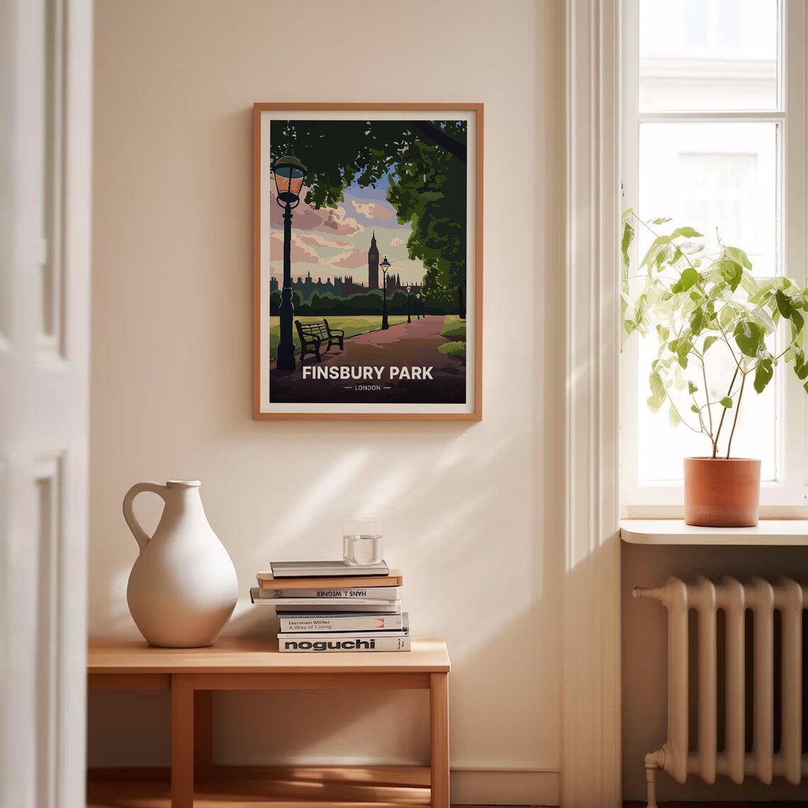 Finsbury Park London Tree Lined Park Path Vintage Travel Poster - Image 4