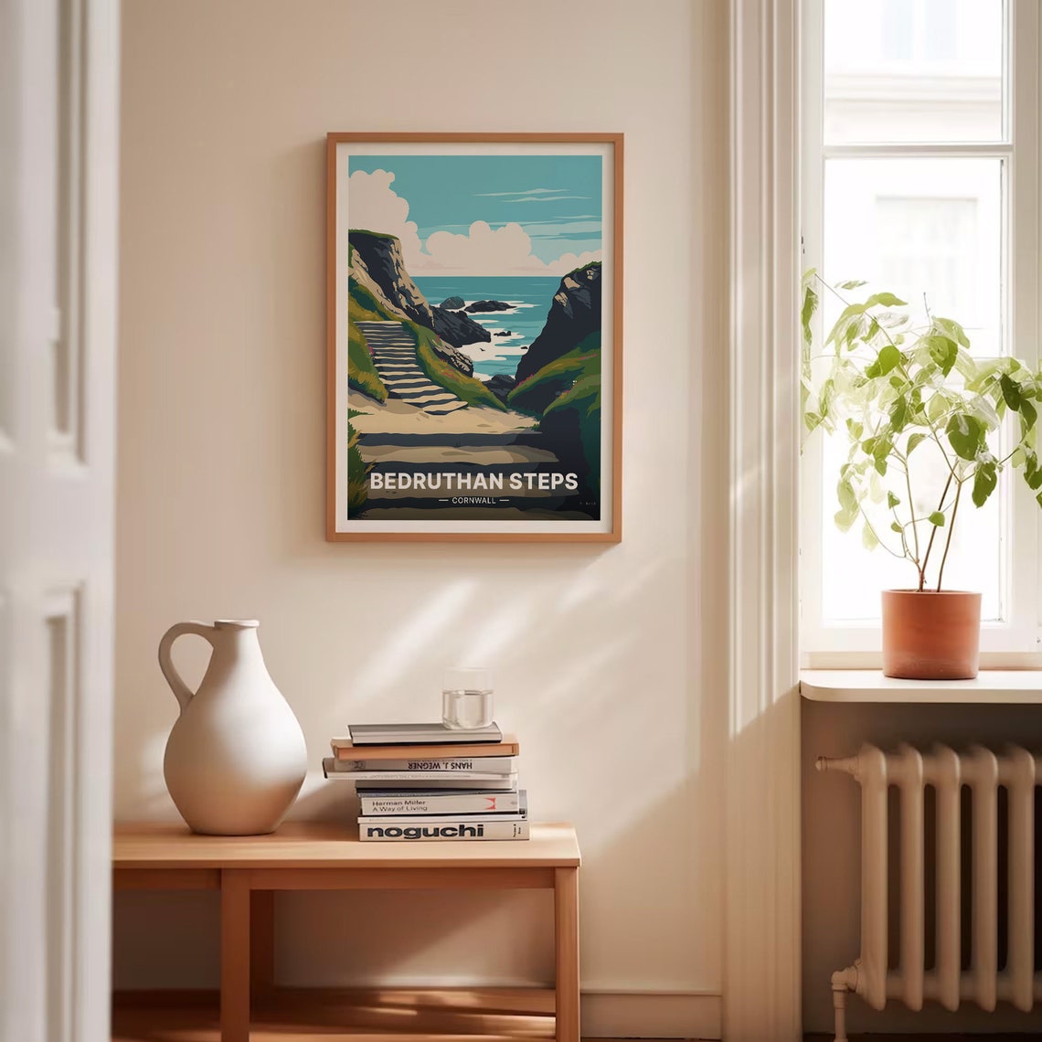 Bedruthan Steps Cornwall Cliff Path Sea Stacks Beach Travel Poster - Image 4