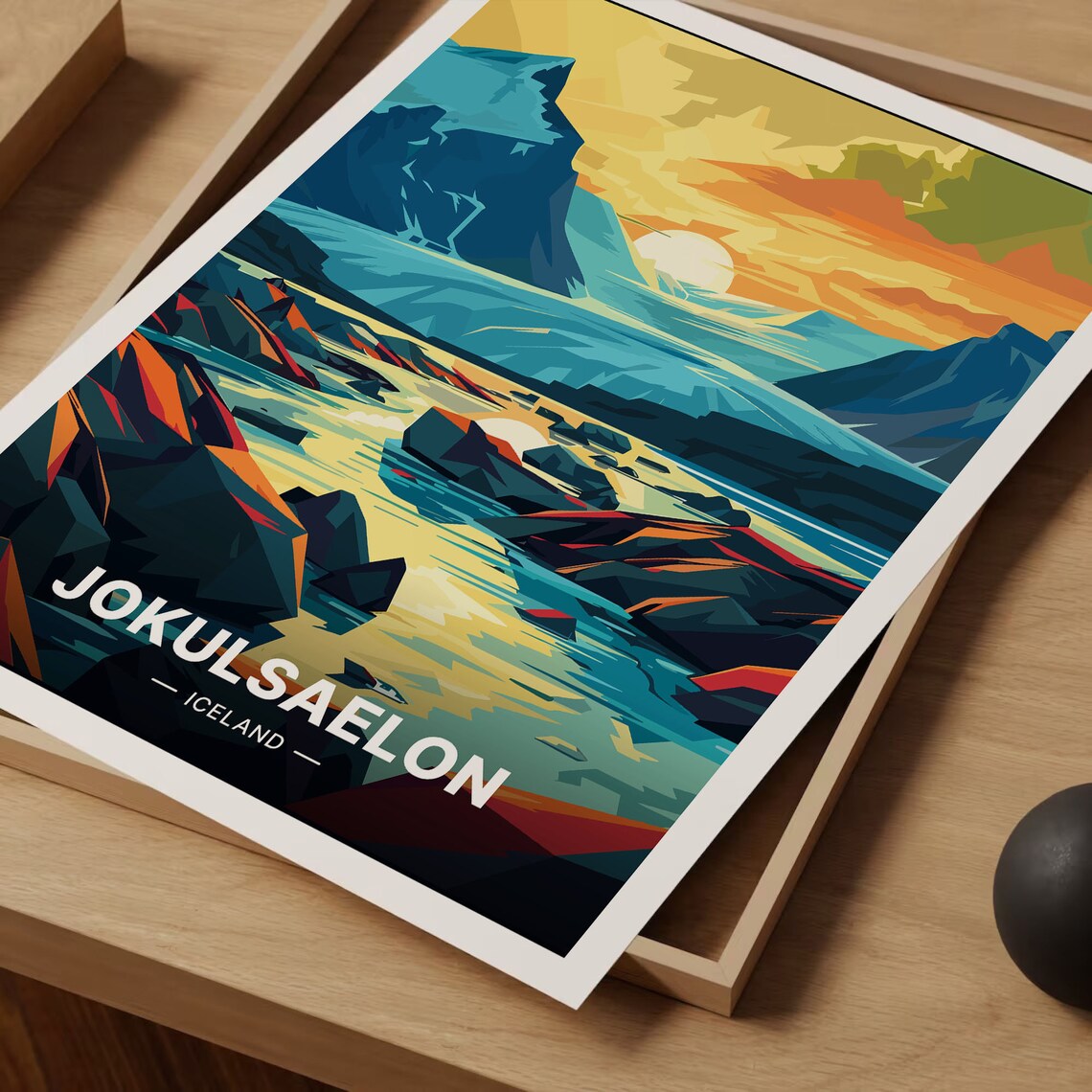 Jokulsaelon Iceland Glacier Lagoon Icebergs Sunset Landscape Poster - Image 3