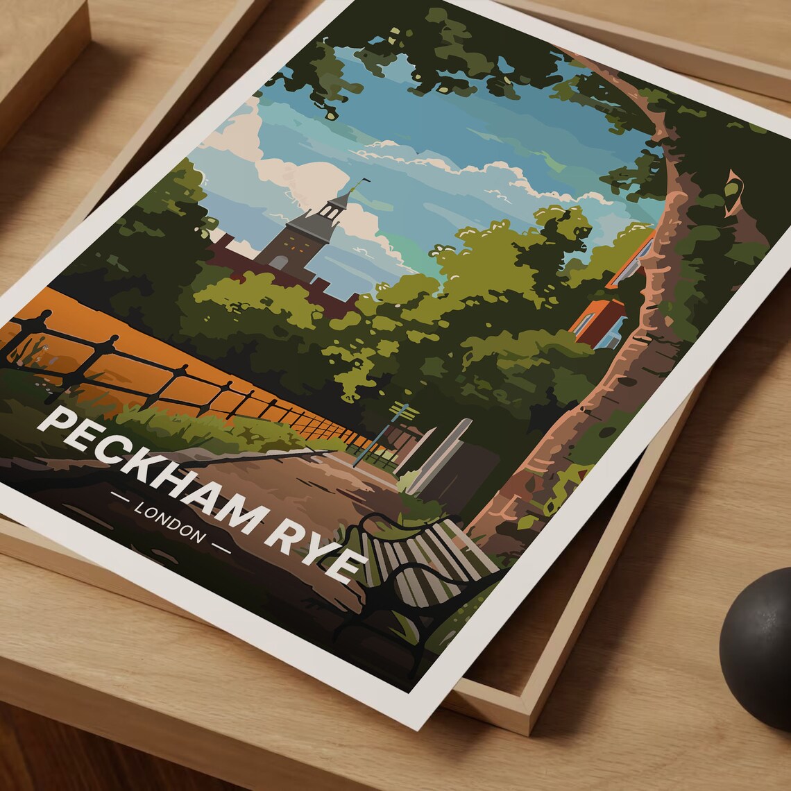 London Travel Poster, Peckham Rye Park South London - Image 3