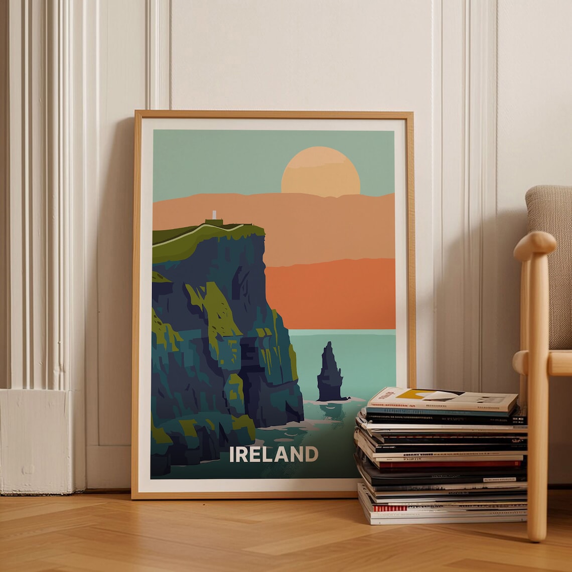 Ireland Travel Poster, Cliffs Of Moher Landscape