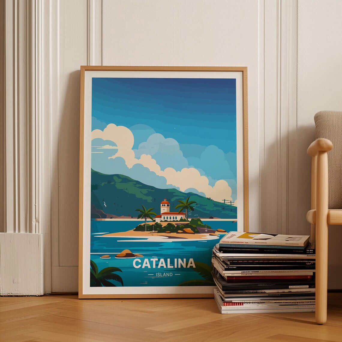 Catalina Island California Lighthouse Beach Vintage Travel Poster