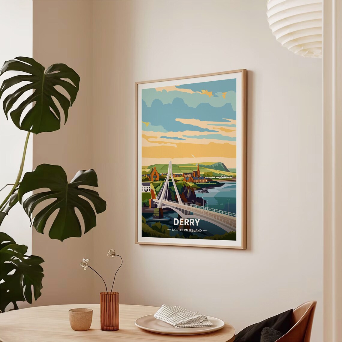 Derry Northern Ireland Peace Bridge Riverfront Sunset Travel Poster - Image 2