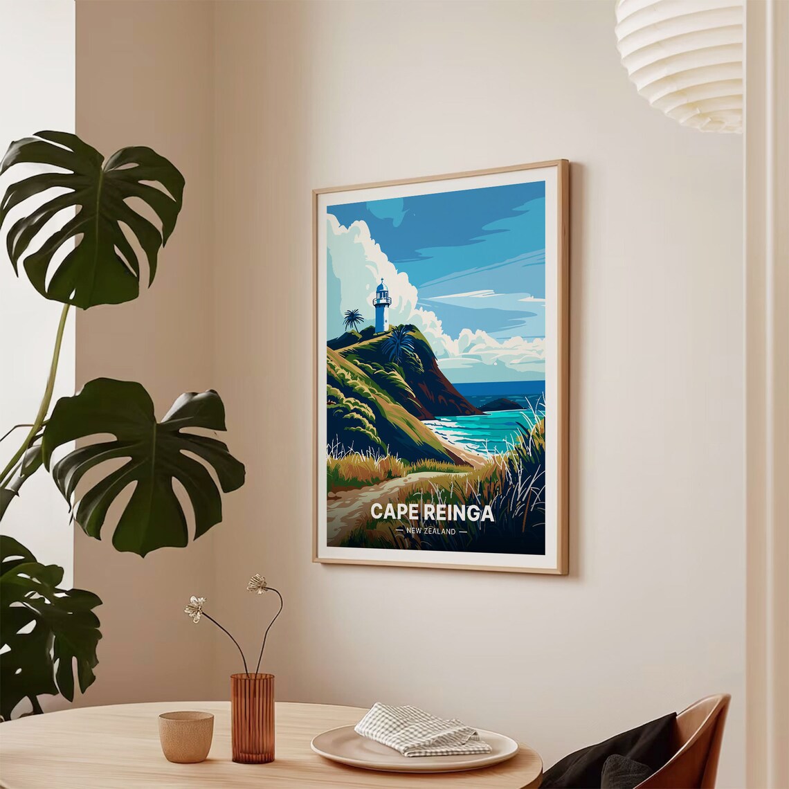 Cape Reinga New Zealand Lighthouse Rugged Headland Travel Poster - Image 2
