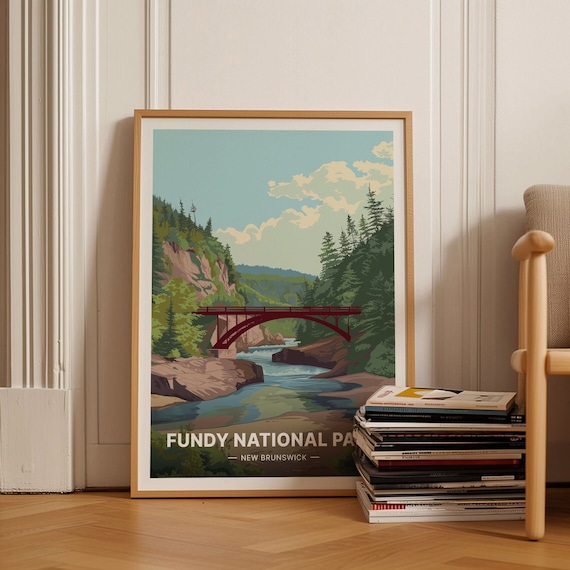 Fundy National Park New Brunswick Red Bridge Gorge Travel Poster