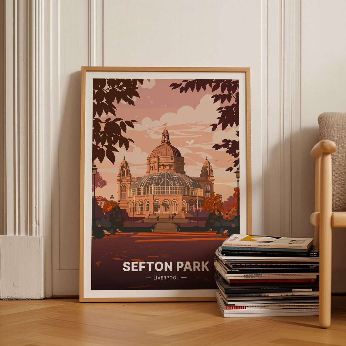 Sefton Park Liverpool Palm House Glasshouse Art Deco Travel Poster