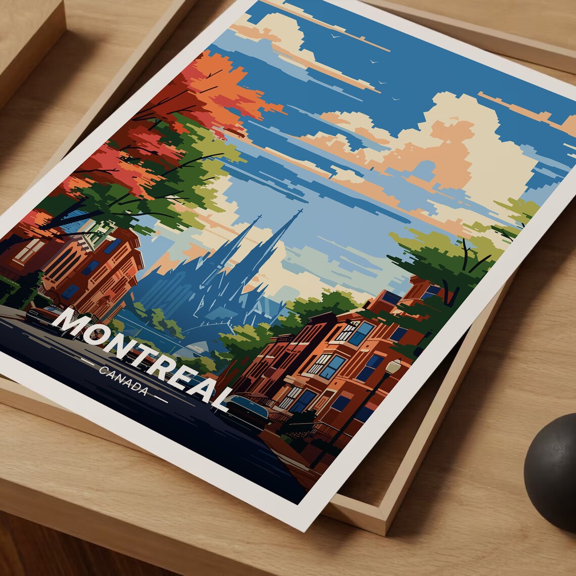 Montreal Travel Poster, Canada Cityscape Art Print - Image 3
