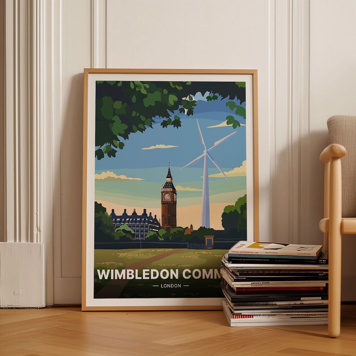 Wimbledon Common London Poster Green Park Clock Tower Sunset Art