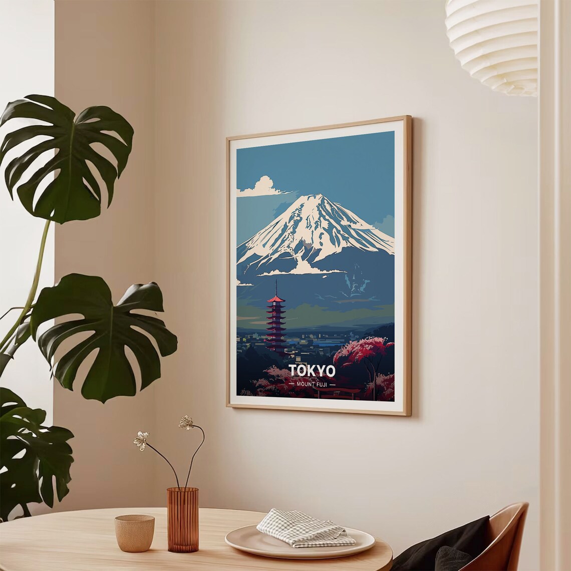 Tokyo Japan Mount Fuji Snow Capped Pagoda Vintage Travel Poster Art - Image 2