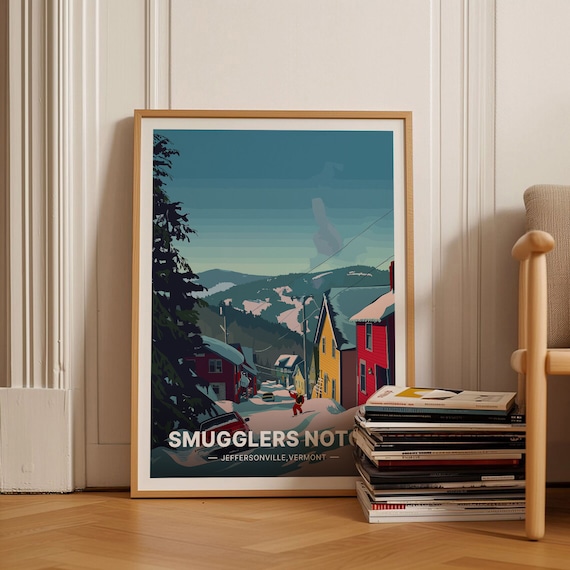 Smugglers Notch Vermont Retro Ski Travel Poster