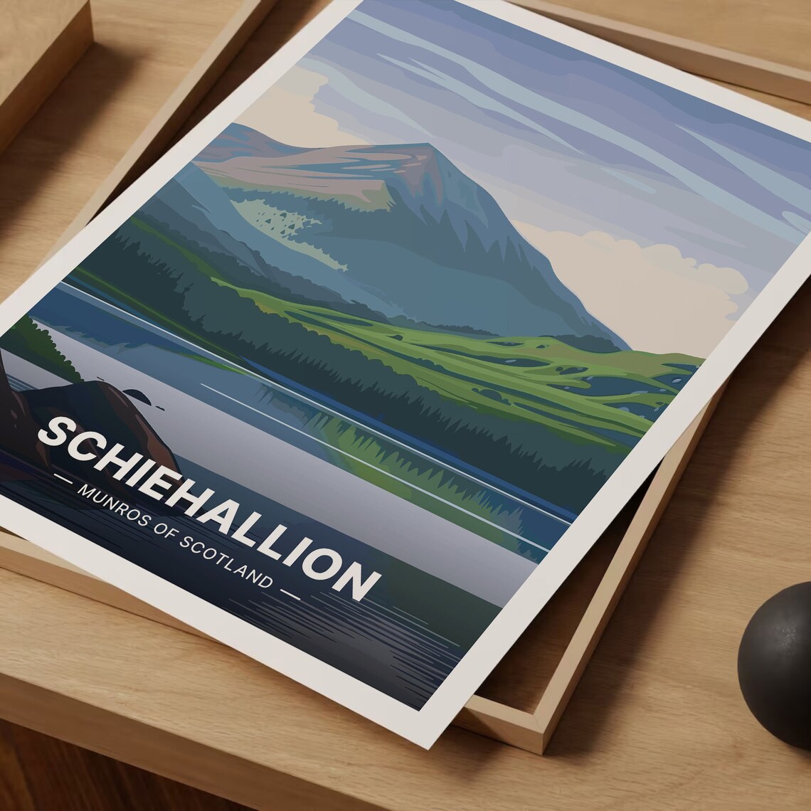 Schiehallion Munros Scotland Travel Poster, Hiking Trails - Image 3