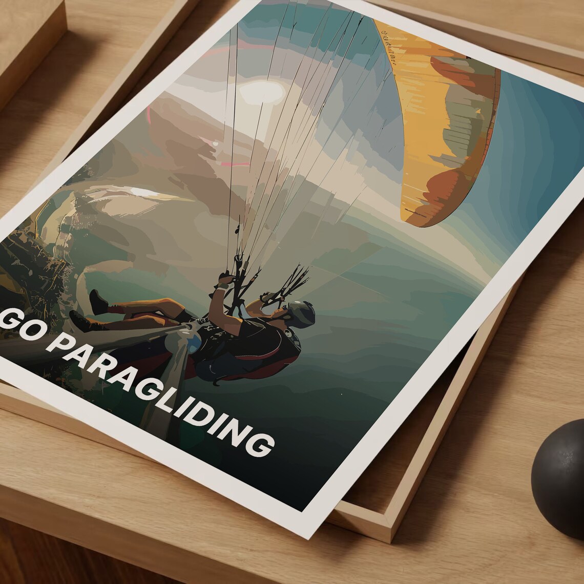 Go Paragliding Sunset Flight Adventure Sport Travel Art Poster - Image 3