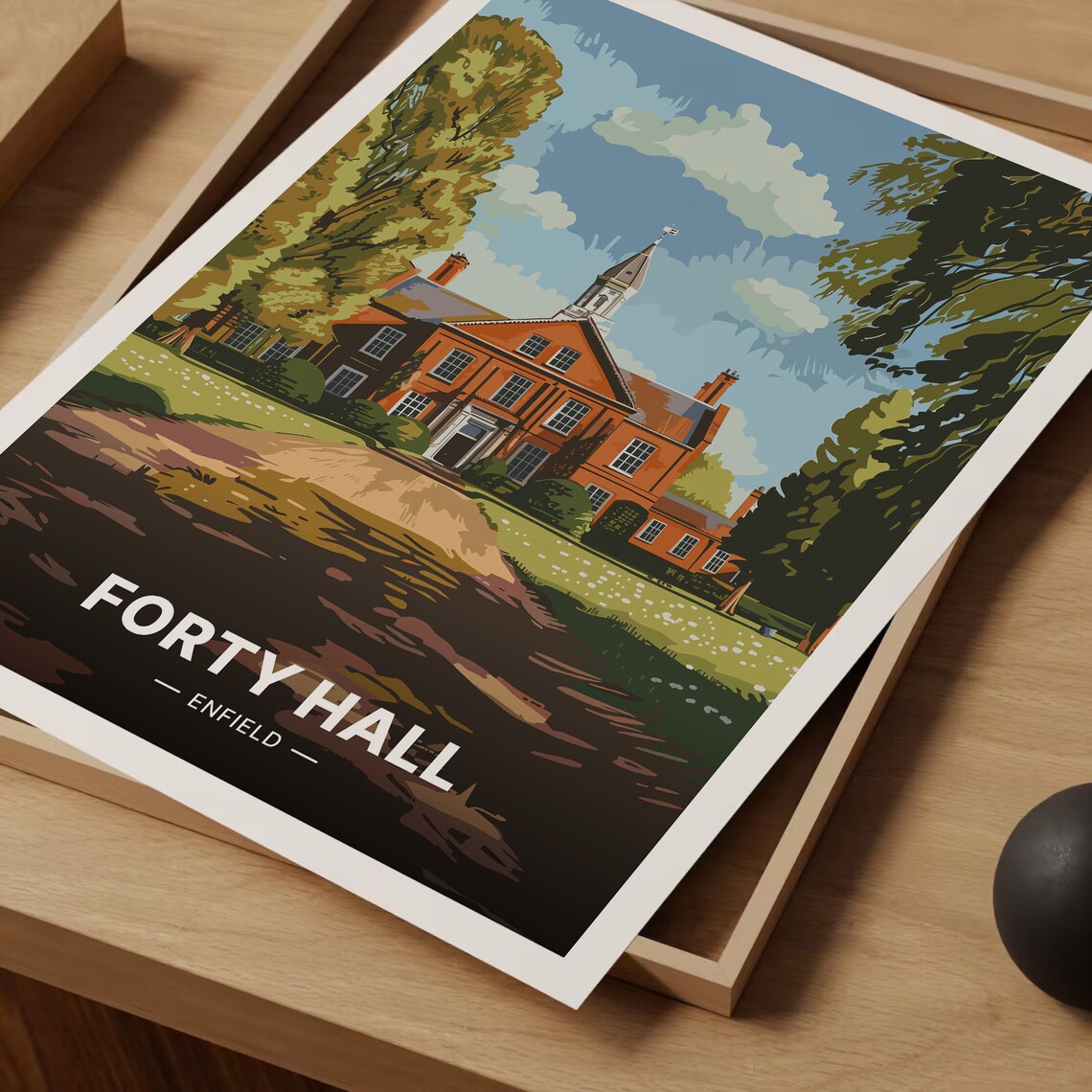 Forty Hall Enfield Red Brick Manor House Vintage London Poster - Image 3