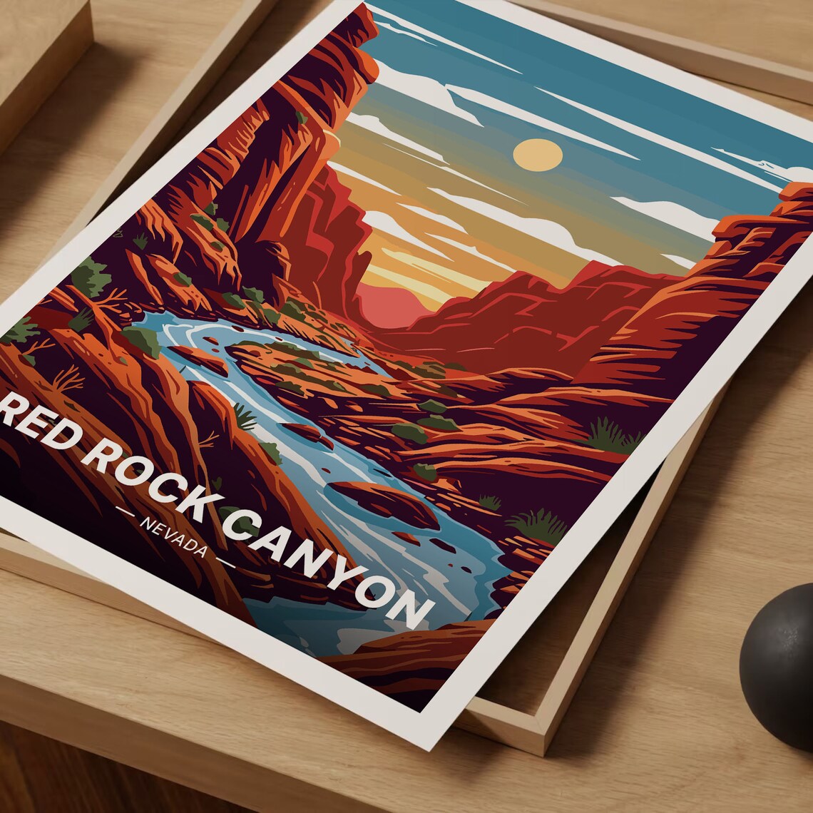 Red Rock Canyon Travel Poster, Nevada Landscape Art Print - Image 3