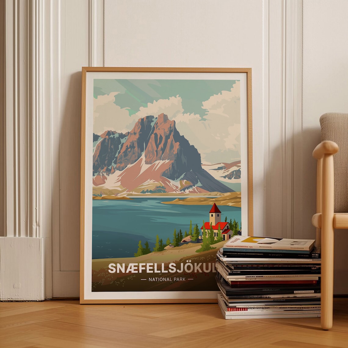 Snaefellsjokull National Park Iceland Glacier Volcano Travel Poster
