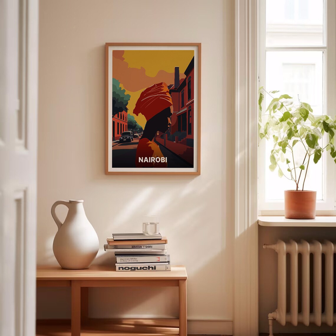 Nairobi Kenya Travel Poster City Street Sunset Silhouette Woman Art - Image 4
