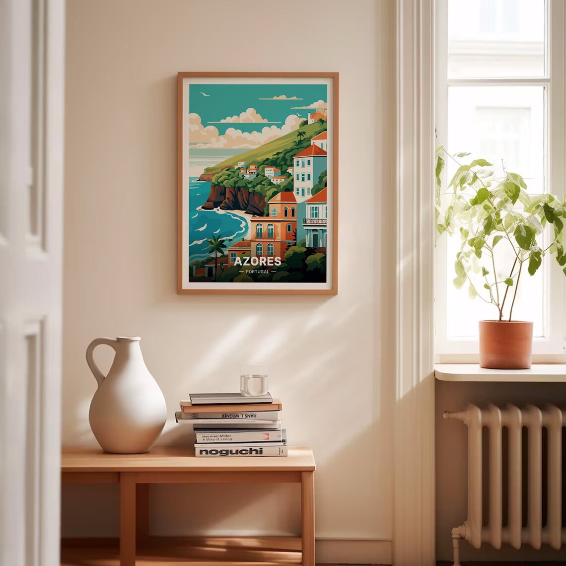 Azores Portugal Coastal Cliffs Village Atlantic View Travel Poster - Image 4
