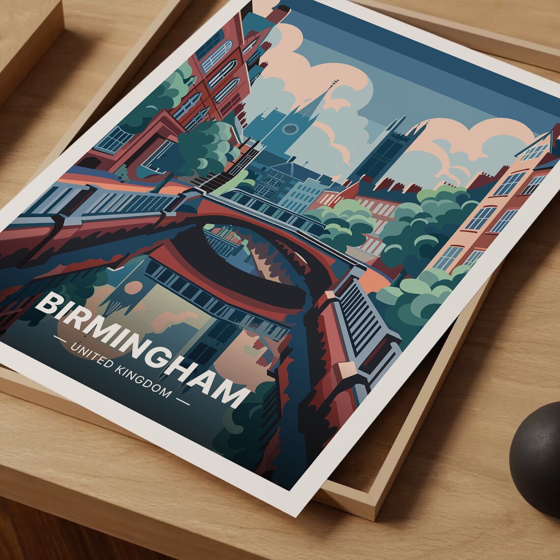 Birmingham Cityscape Travel Poster, United Kingdom - Image 3