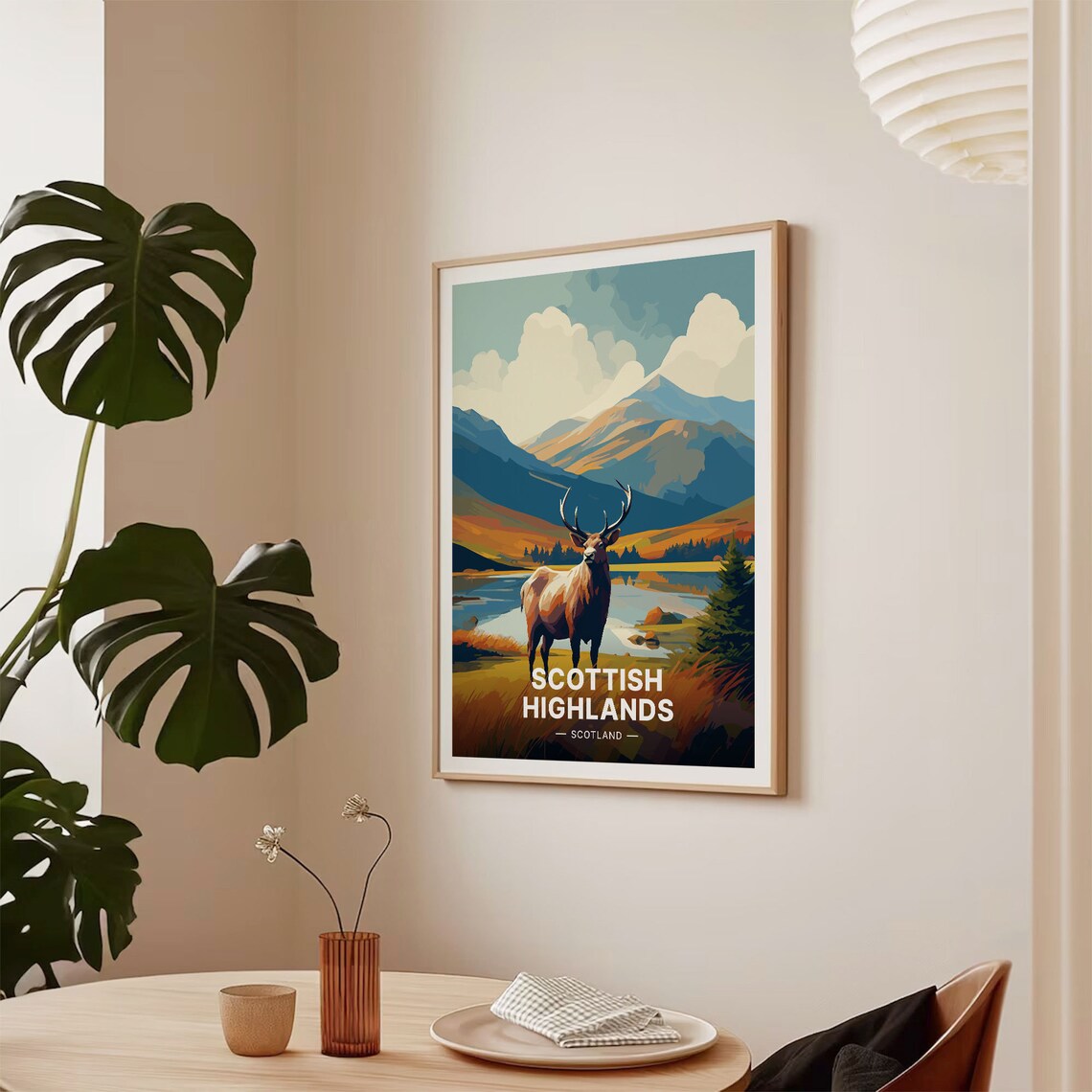 Scottish Highlands Scotland Red Deer Stag Mountain Travel Poster - Image 2